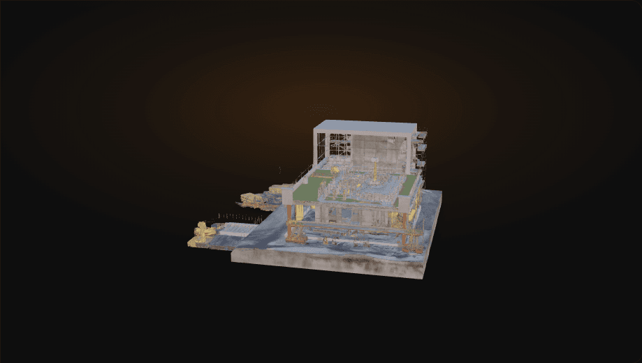 Three-dimensional model of a building under construction